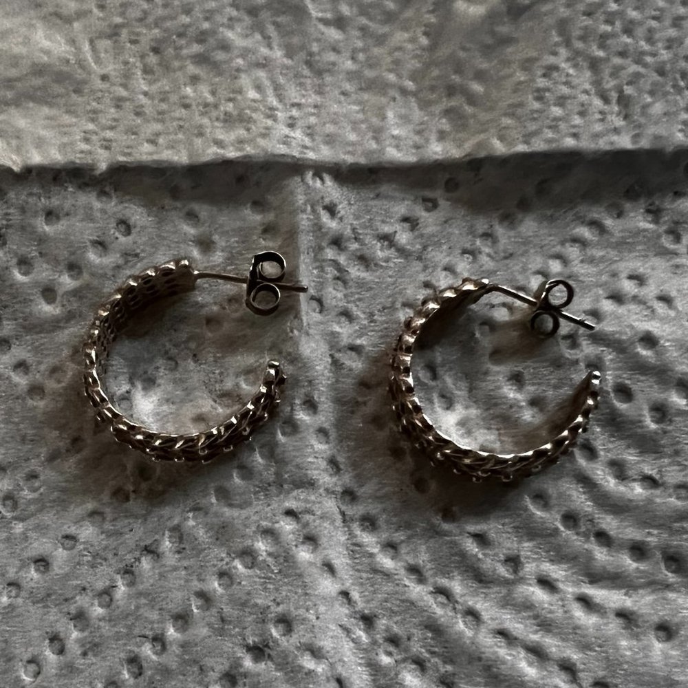 925 Sterling RJ Rope Hoop Pierced Earrings
